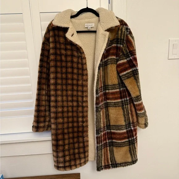 Something Navy Plaid Coat - Picture 1 of 4